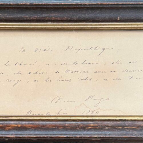 Victor Hugo déclare : "La Vraie République c'est la liberté, et c'est la beauté, elle est triomphante [...]"