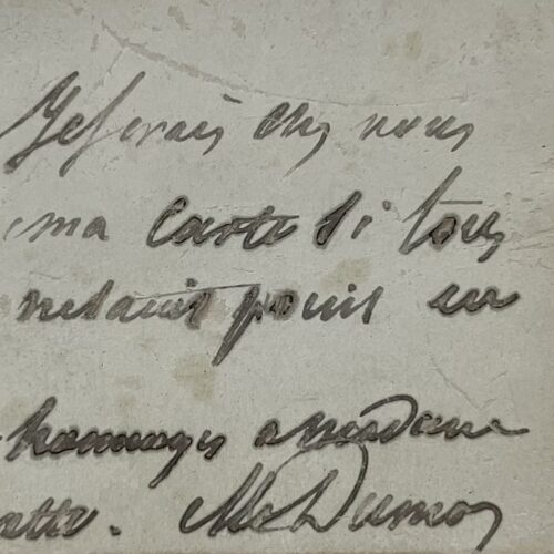Sur sa carte de visite, Alexandre Dumas prévient que des effets sont bloqués en douane