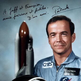 Portrait photographique dédicacé du spationaute Patrick Baudry, de la mission Discovery 51-G