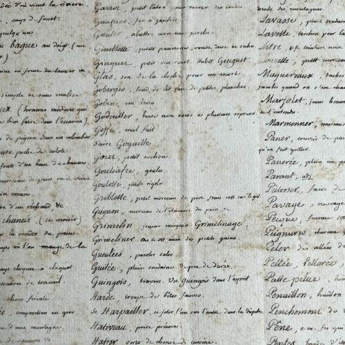 L'abbé Millot dresse une longue liste de "Mots remarquables" et en donne leur définition