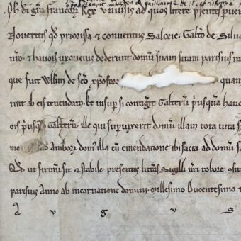 Superbe charte de 1203 concernant le prieuré Notre-Dame de La Saussaye (près de Villejuif)