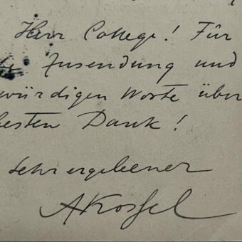 Carte autographe du prix Nobel de Médecine Albrecht Kossel