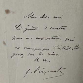 Billet autographe du général Georges Picquart, héros de l'affaire Dreyfus