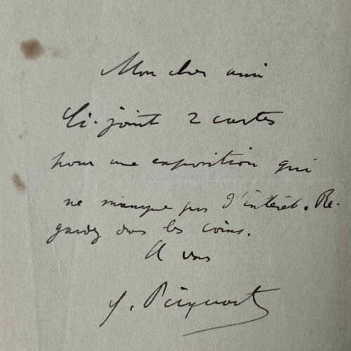 Billet autographe du général Georges Picquart, héros de l'affaire Dreyfus