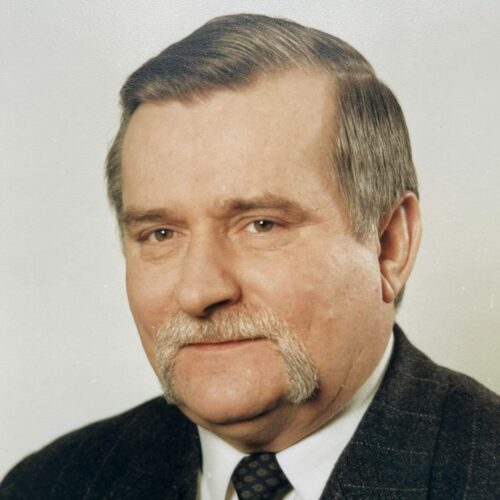 Portrait photographique de Lech Walesa, avec signature autographe