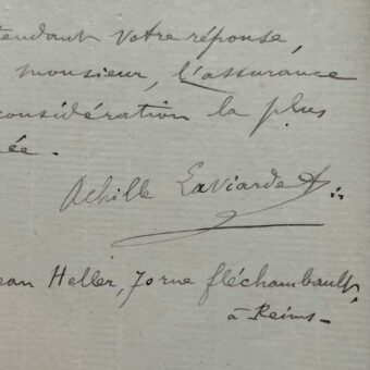 Lettre du roi Achille 1er, le rémois Achille Laviarde, prétendant au trône d'Araucanie et Patagonie