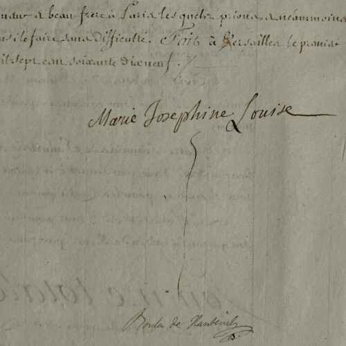 Mémoire des frais d'employés de bouche, signé par la comtesse de Provence, Marie-Joséphine de Savoie