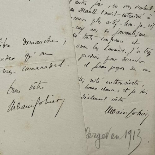 Ensemble de 2 lettres misanthropiques d'Urbain Gohier, journaliste antisémite