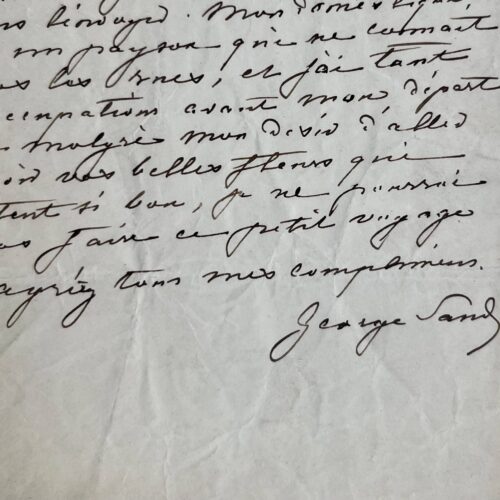 Lettre inédite de George Sand à son pépiniériste Louis-Claude Noisette, au sujet de plantations pour Nohant