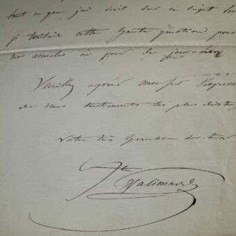 Belle lettre du peintre Auguste Galimard sur l'art du vitrail et son travail pour l'église Saint-Laurent