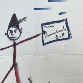 Dessin original de Jacques Prévert, signé "J.P."