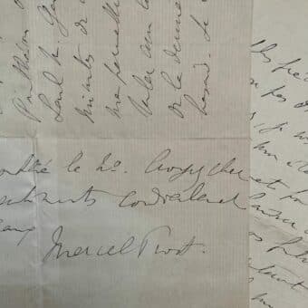 Longue lettre de Marcel Proust à Gaston Poulet au sujet du premier quatuor de Fauré qu'il projette de faire jouer chez lui