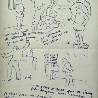 Lettre de Pierre Ambrogiani illustrée de 5 dessins