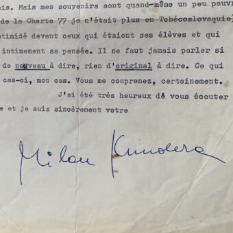 Milan Kundera dit son admiration pour le grand philosophe tchèque Jan Patocka