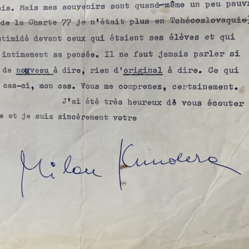 Milan Kundera dit son admiration pour le grand philosophe tchèque Jan Patocka
