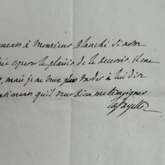 Lettre de Lafayette au jeune socialiste révolutionnaire Auguste Blanqui