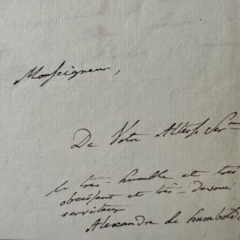 Belle lettre d'Alexander von Humboldt au roi de Prusse Frédéric-Guillaume III