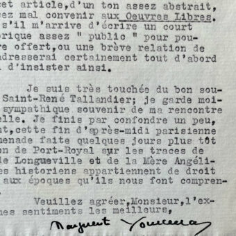 Marguerite Yourcenar tient à réviser entièrement son article sur le mysticisme des Noirs d'Amérique