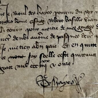 Raoul Des Hayes, procureur du roi Charles VI à Évreux et de Beaumont, reçoit ses gages pour 1391