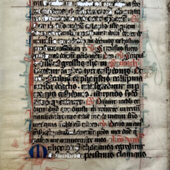 Feuillet de bréviaire, vers 1300, portant l'office des mâtines du 2e dimanche de Carême