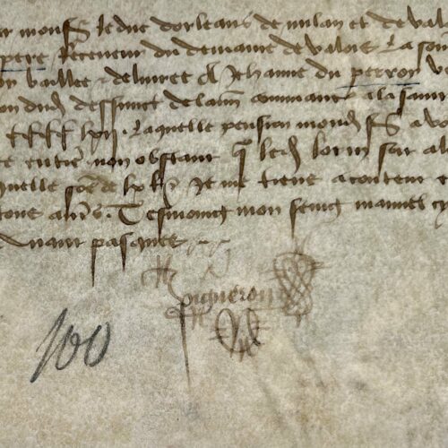 Jehan Vigneron, receveur du domaine de Valois, perçoit 60 livres tournois pour Jehanne de Perroy, en 1461