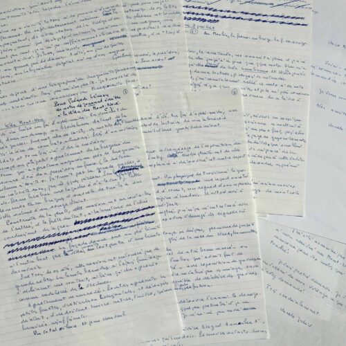 Six pages autographes du monumental "Journal" de Charles Juliet durant son voyage à la Villa Mont-Noir de Marguerite Yourcenar