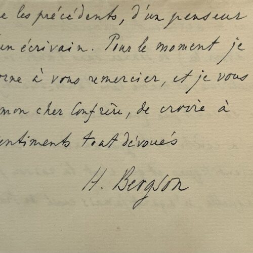 Henry Bergson très honoré d'être le dédicataire d'un ouvrage sur la folie