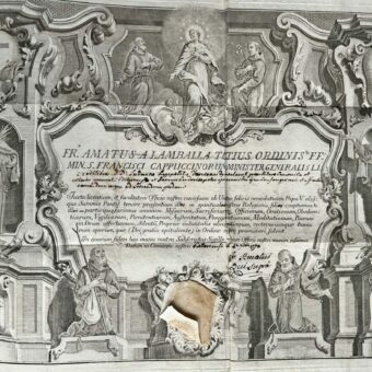 Superbe diplôme du XVIIIe des Capucins de Béziers