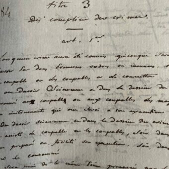 Brouillon d'un projet de loi sur le Code Pénal du conventionnel régicide Louis-Michel Le Peletier de Saint-Fargeau