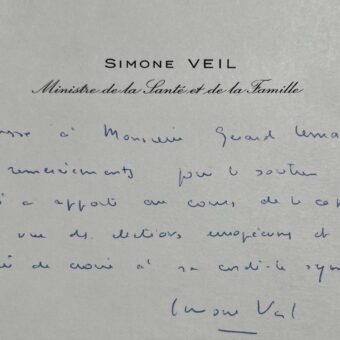 À la veille de son élection à la présidence du Parlement européen, Simone Veil remercie un soutien