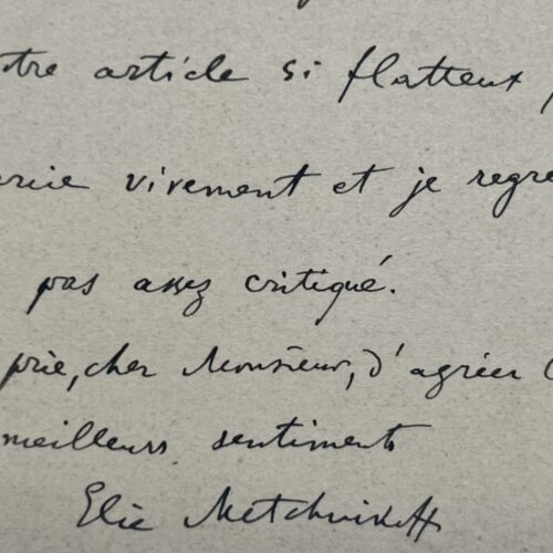 Le bactériologiste et prix Nobel Ilya Metchnikov regrette un article trop élogieux
