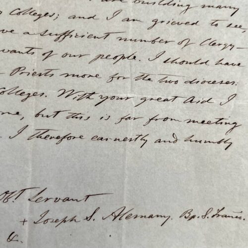 Intéressante lettre du premier archevêque de San Francisco, Joseph Sadoc Alemany, sur son installation
