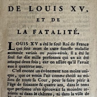 Brochure de Voltaire publiée anonymement : "De la mort de Louis XV et de la fatalité"