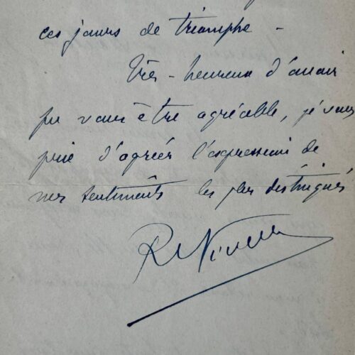 Lettre du général Nivelle de nov. 1918 : "Justice est faite pour tous puisque la Victoire est acquise"