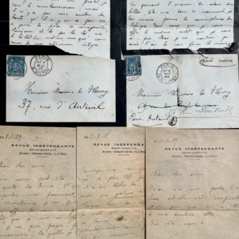 Correspondance de 5 lettres d'Edouard Dujardin à Maurice de Fleury sur la Revue Indépendante