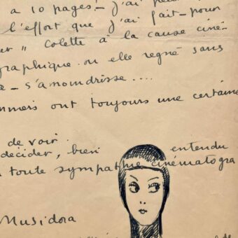 Musidora rallie "Colette à la cause cinématographique" et dessine son autoportrait en Irma Vep