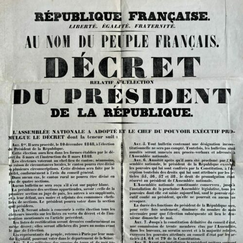 Affiche de 1848 sur l'élection du Président de la République
