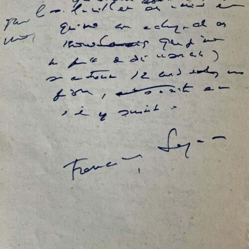 Brouillon d'un article de Françoise Sagan pour Libération, prenant la défense de Marc Francelet