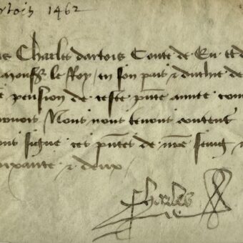 Quittance signée par Charles d'Artois, prisonnier des Anglais à Azincourt et compagnon de Charles VII