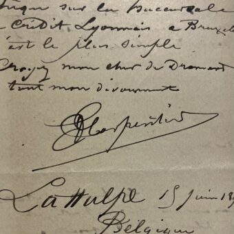 Lettre du peintre belge Evariste Carpentier à Georges de Dramard