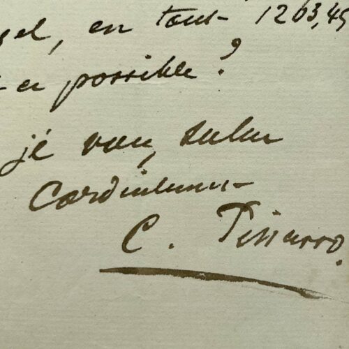 Camille Pissarro demande de l'argent à Durand-Ruel pour régler ses dettes d'encadrement