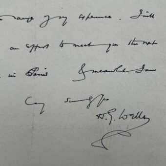 H.-G. Wells remercie le propagandiste russe Serge Tchakhotine pour l'envoi de son ouvrage