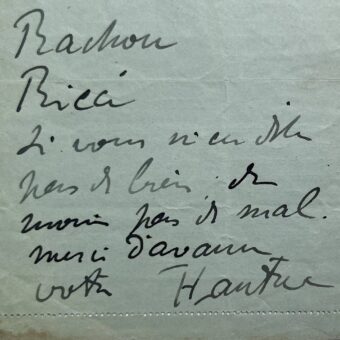 Toulouse-Lautrec demande à Gustave Geffroy de bien traiter Henri Rachou et Giuseppe Ricci qui exposent au Salon