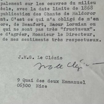 Le Clézio se documente sur Lautréamont pour sa thèse