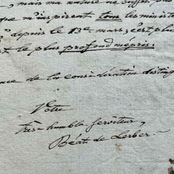 L'érudit et homme politique suisse Beat Rudolf von Lerber exprime son mépris et son dégoût