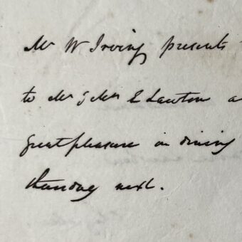 Billet autographe de l'essayiste américain Washington Irving lors de son séjour en France