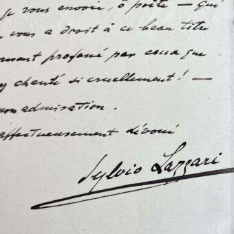 Le compositeur Sylvio Lazzari dit à Laurent Tailhade toute pour admiration 'Vitraux'