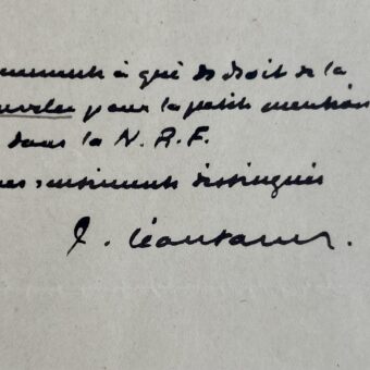 Les remerciements de Paul Léautaud pour un article sur "Mots, propos et anecdotes"