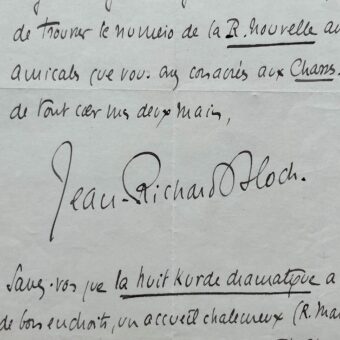 Deux lettres de Jean-Richard Bloch sur la parution des Chasses de Renaut et La Nuit Kurde