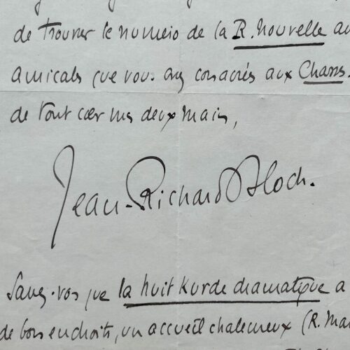 Deux lettres de Jean-Richard Bloch sur la parution des Chasses de Renaut et La Nuit Kurde